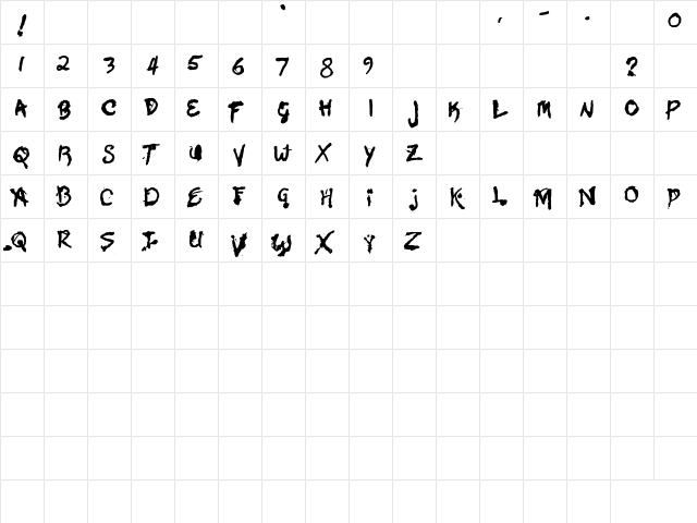 Zona Armada Regular  glyph index