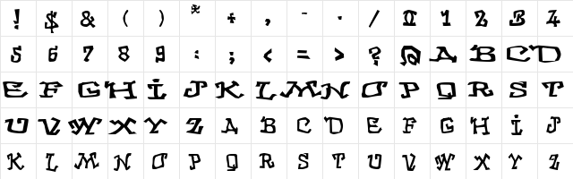 GraffitiThree Regular  glyph index