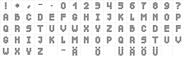 Chucky Mendoza Regular  glyph index