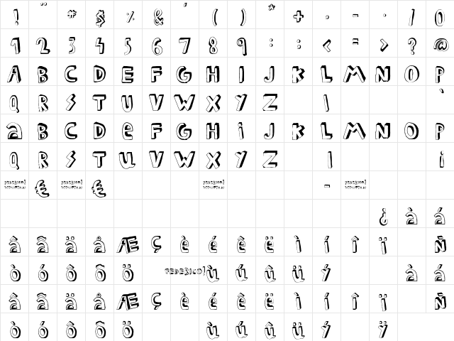 FEDERICO Regular  glyph index