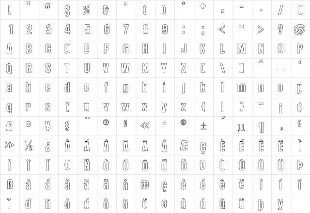 Aurora Ho Regular  glyph index