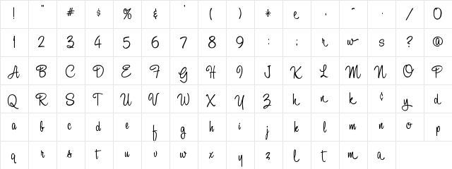 A&S Black Swan Regular  glyph index
