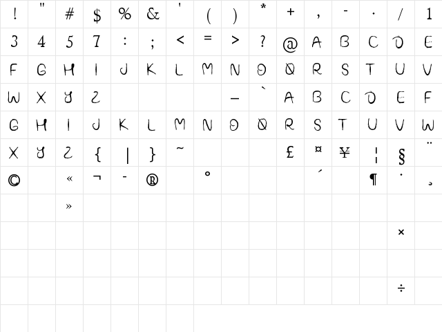 BEDOUIN Regular  glyph index