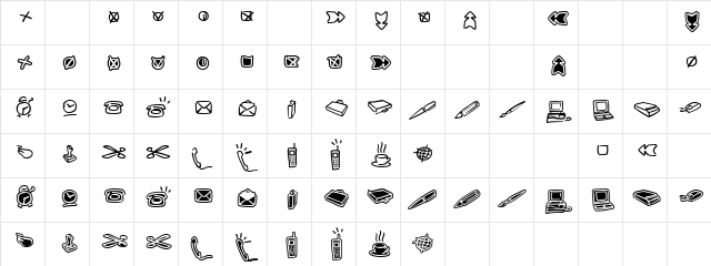 LTZigibacks One Regular  glyph index