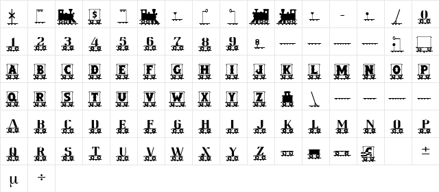 Railroad Regular  glyph index