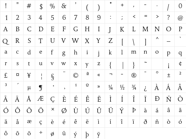 Carre Noir Std Light  glyph index