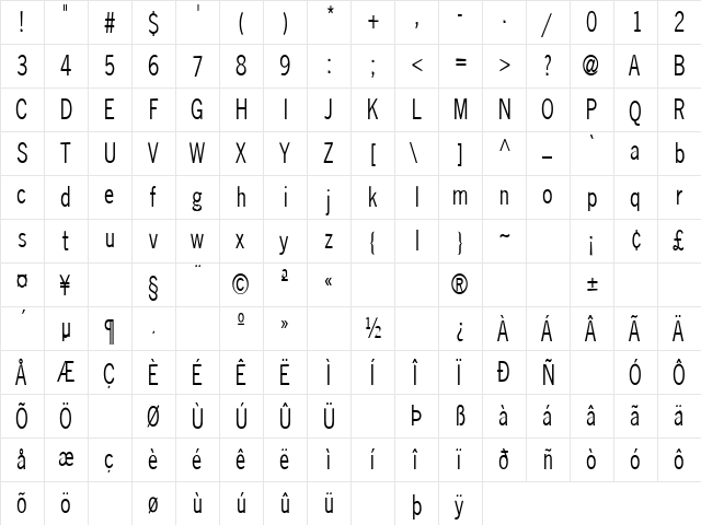 Breakdown 9 Regular  glyph index