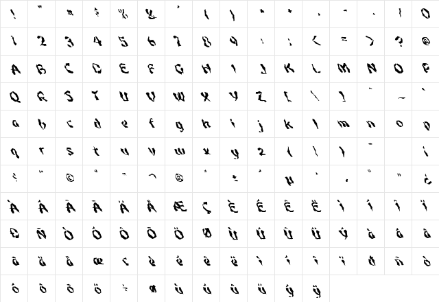 FZ WACKY 46 LEFTY Normal  glyph index