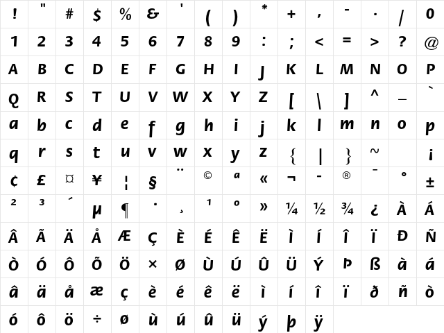 ITC Flora Std Bold  glyph index