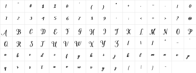 Cardina Regular  glyph index