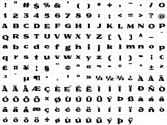 Florent PosterTwo Regular  glyph index