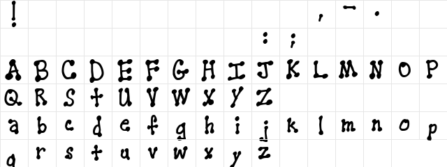 PenStitching Normal  glyph index