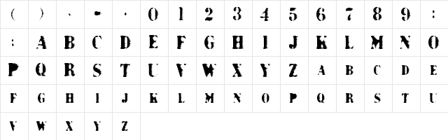 Grunge Bold  glyph index
