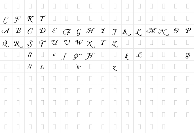 Caslon Italic Swashes Regular  glyph index