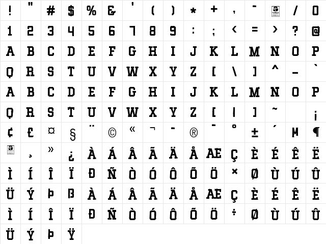 MIXIVA-DUSTY demo Regular  glyph index