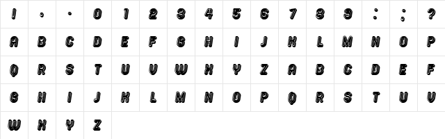 Summer Candy Italic  glyph index