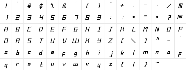 ZeFast Regular  glyph index