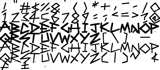 Angular Anarchy Regular  glyph index