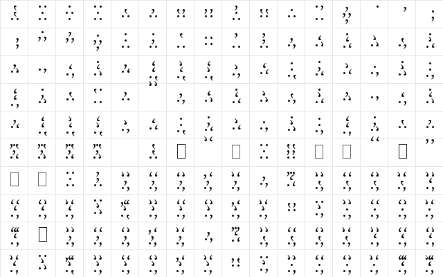 Kzinti Regular  glyph index