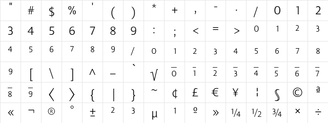 Lisboa Sans Expert Light Regular  glyph index