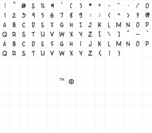 Cynosure ARTs Crack Comix Regular  glyph index