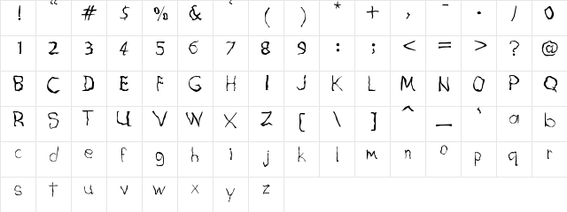 bent2 Regular  glyph index