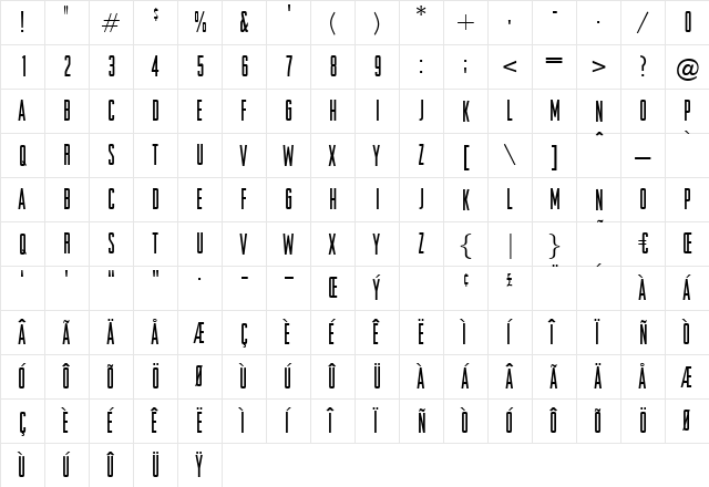 Howard Regular  glyph index