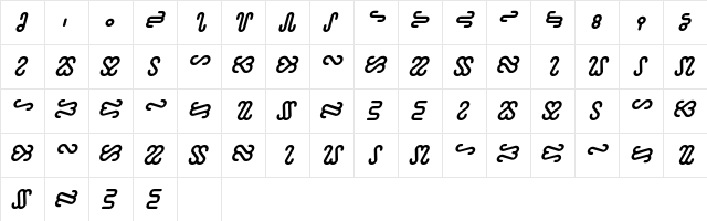 Ophidian Bold Italic  glyph index