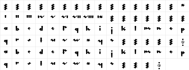 gleeburger Regular  glyph index