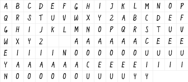 Dazz Place Demo Display Regular  glyph index