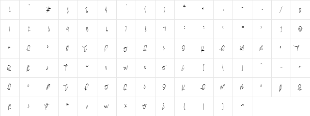 HARVEST Regular  glyph index