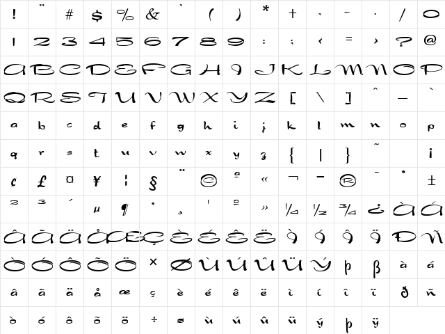 Swoop Normal  glyph index