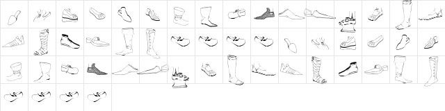 Renaissance Shoes Regular  glyph index