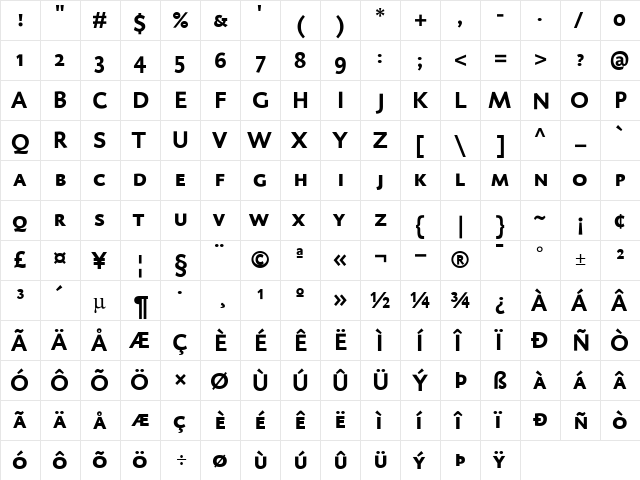 DTLCaspariTCaps Regular  glyph index