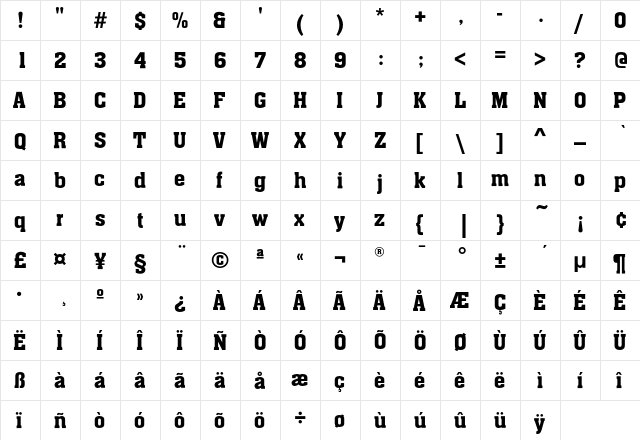 AachenEF Medium  glyph index