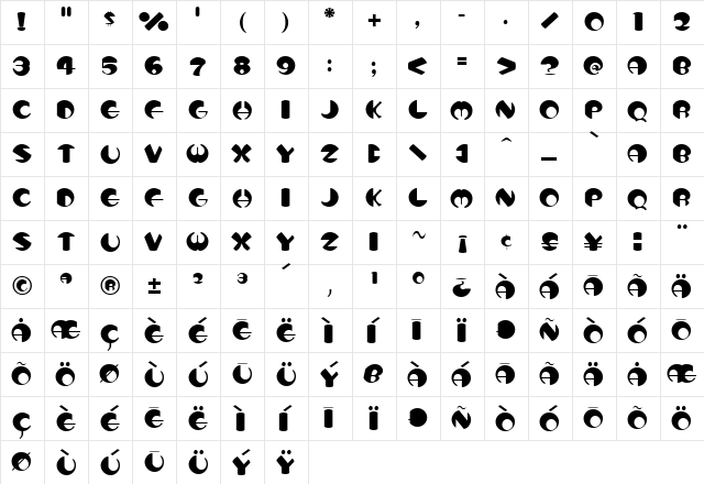 Totem Regular  glyph index