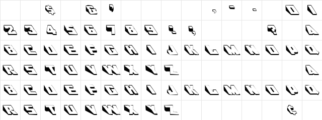 Wedgie Regular  glyph index