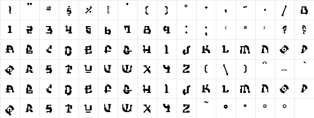 HouseFly Regular  glyph index