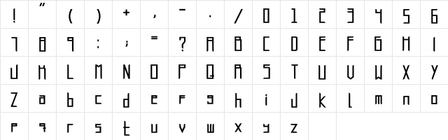 Longatta_rounded_bold Regular  glyph index
