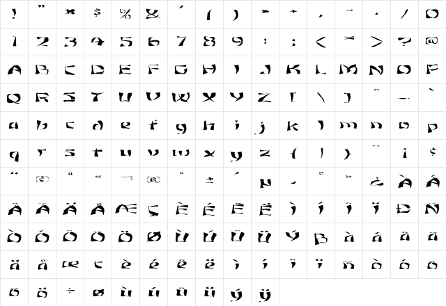 FZ WARPED 12 EX Normal  glyph index