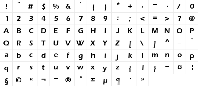 EverestC Regular  glyph index