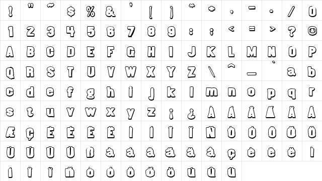 Almonte Slam Regular  glyph index