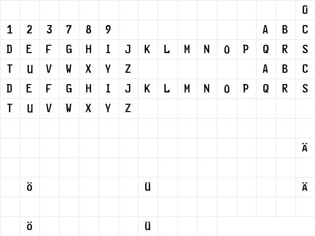 Kraftfahrzeugkennzeichen Regular  glyph index