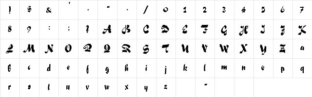 FIFFEL Regular  glyph index