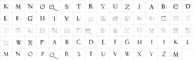 P22DurerCaps Regular  glyph index