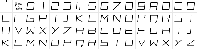 Vox-Slanted Regular  glyph index