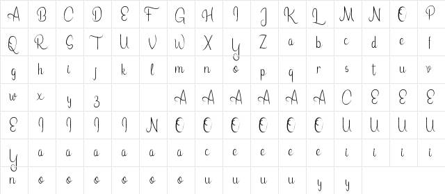 Leonita DEMO Regular  glyph index