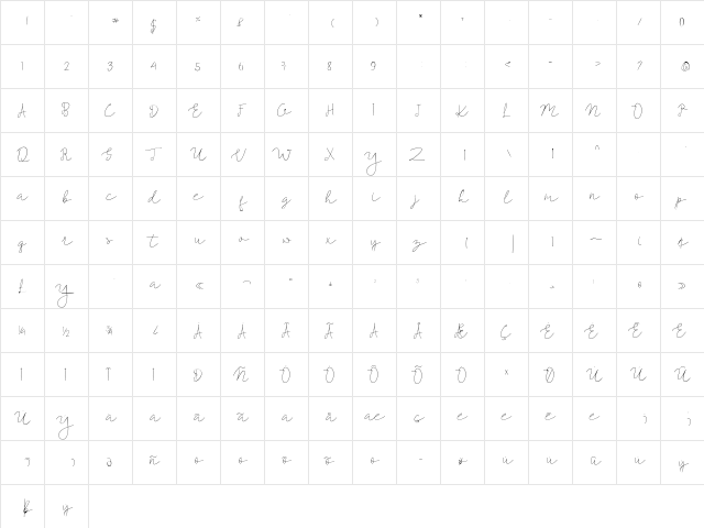 Le French Regular  glyph index