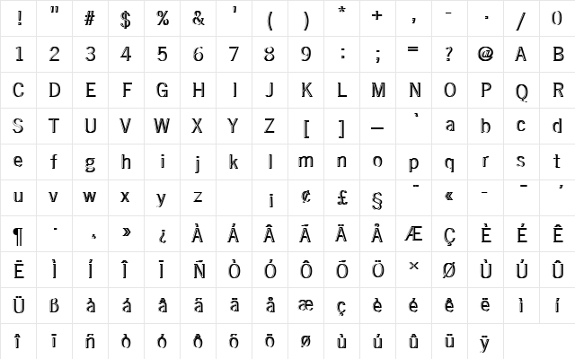 NewsGotTLigRe1 Regular  glyph index
