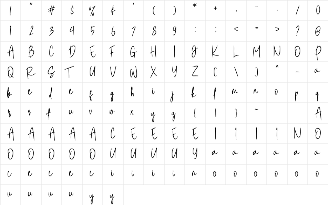 Steam Danglem Regular  glyph index